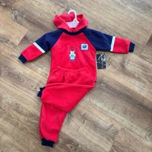 Kidz Force NYC 24 Months "My Football" Red Blue Fleece Pajama Set Loungewear